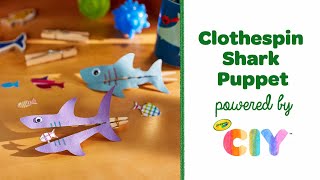 Clothespin Shark Puppet Craft for Kids  Crayola CIY [upl. by Noteek]