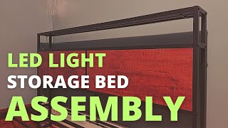 HAUSOURCE Bed Frame with Storage Headboard and 4 Drawers LED Lights Assembly  Antioch Bed Frame [upl. by Gladys]