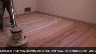 Hardwood floor refinishing Buffing between coats of finish [upl. by Noryak]