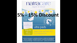 Discount  Natracare Ultra Pads Organic Natural Cotton Cover Regular Normal 14 Pads Review [upl. by Halivah]