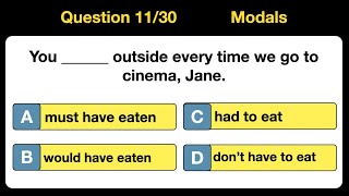 30 Question Quiz on Modals BEST ONLINE TEST ON MODALS english englishgrammar grammar [upl. by Thordis705]