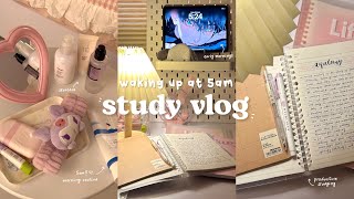 5am study vlog 🍵📔 5am morning routine cafe study lots of studying hauls and more [upl. by Tterb]