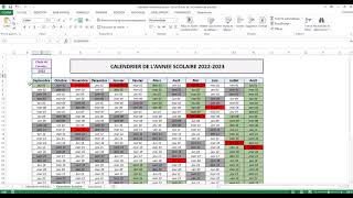 Planning  Calendrier Excel 2021 et plus Automatique avec fériés et vacances scolaire [upl. by Li]