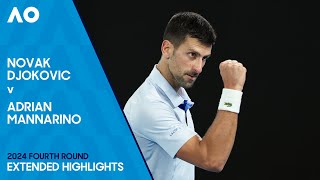 Novak Djokovic v Adrian Mannarino Extended Highlights  Australian Open 2024 Fourth Round [upl. by Onaicnop]