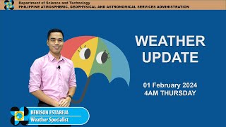 Public Weather Forecast issued at 4AM  February 01 2024  Thursday [upl. by Cesare]