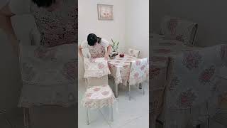 Part 64 chair set chair cushion tablecloth dining table and chair cover chair cover tablecloth set [upl. by Orelu584]