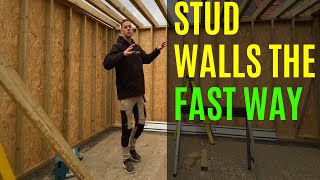 PART 2 FULL GARDEN ROOM BUILD How to build stud walls with OSB Sheathing and roof slope [upl. by Caraviello]