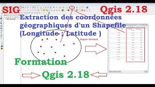 014  Qgis  Extraction des coordonnées géographiques dun Shapefile Longitude  Latitude [upl. by Eladnar114]