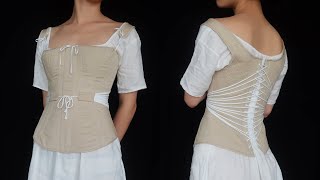 Fan Lacing Explained  Making an 1830s Corded Corset Part II [upl. by Yezdnil73]