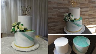 How to Decorate a Simple 2 Tier Wedding Cake Fondant Cake [upl. by Dinnie]