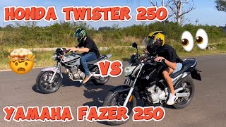 Honda Twister 250 VERSUS Yamaha Fazer 250 CUAL GANA🤯🚀 [upl. by Nanji896]