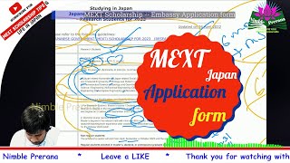 Application form Explained  MEXT Scholarship 2025 Embassy Recommended  Nimble Prerana [upl. by Yrnehnhoj]