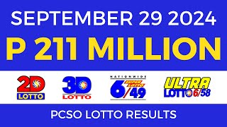 Lotto Result Today 9pm September 29 2024  PCSO Complete [upl. by Rafiq]