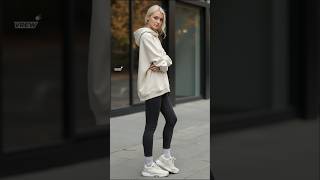 2024 Autumn fall street fashions  oversized sweatshirt with leggings outfit styles [upl. by Oler]