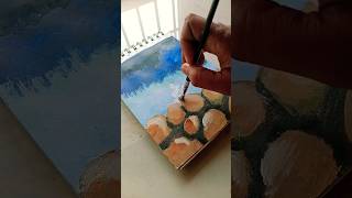 🌊easy way to paint a sea beach  ocean painting for beginners shorts ytshorts youtubeshorts art [upl. by Paul586]