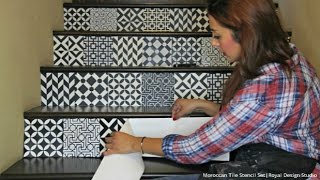 How to Stencil Stair Risers the Easy Way with Moroccan Tile Stencils [upl. by Sherrill]