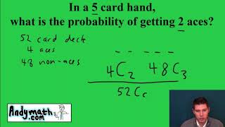 Probability of 2 aces in a 5 card hand [upl. by Fradin]