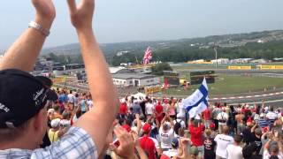 Crowd reaction as Daniel Ricciardo wins the 2014 Hungarian Grand Prix [upl. by Qifar]