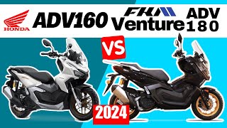 Honda ADV 160 vs FKM Venture ADV 180  Side By Side Comparison  Specs amp Price  2024 [upl. by Sennahoj]