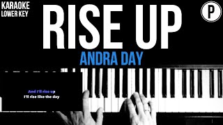 Andra Day  Rise Up Karaoke LOWER KEY Slowed Acoustic Piano Instrumental Cover Lyrics [upl. by Yliah]