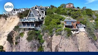 Landslide leaves California mansions teetering on cliff’s edge [upl. by Ephrem]