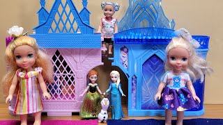 Mini dolls  Elsa amp Anna toddlers  Frozen doll houses  Barbie dolls [upl. by Ardnaek]