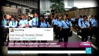 Hong Kong police dismantles protest camp [upl. by Hedvig]