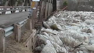 Ice jam breaks SteMariedeKent bridge [upl. by Cornie687]