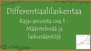 Differentiaalilaskentaa Raja arvoista osa 1 Johdanto määritelmä ja laskusäännöt [upl. by Colbye]