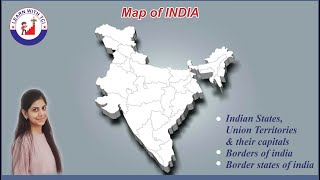 MAP OF INDIA  भारत का नक्शा  28 States amp 8 Union Territories  Borders of India [upl. by Enimzaj]