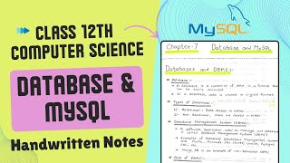 Database amp MySQL Handwritten Notes  Class 12th Computer Science [upl. by Anecuza]