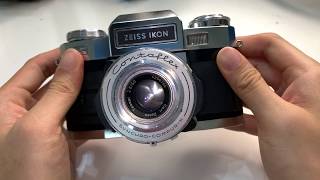 ZEISS IKON SMATIC CONTAFLEX  SYNCHROCOMPURX LENS  TESSAR 25  50 Film CAMERA Demo  RE MC [upl. by Proudman222]