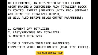 SCHNEIDER CONTROL EXPERT  LOGIC FOR FLOW TOTALIZER CURRENT DAY LAST DAY amp MONTHLY TOTALIZER [upl. by Aissirac]