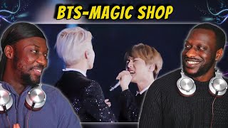 His First Time Hearing BTS  Magic Shop [upl. by Astrix]