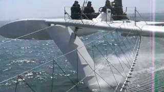 A blast on board 60ft foiling trimaran LHydroptere [upl. by Eiliab]