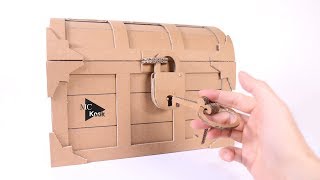 How to make Treasure Chest with a Lock  Cardboard DIY [upl. by Novek]