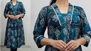 New Trendy Front Pleated V Collar Neck Kurti Cutting and stitching  kurti Design [upl. by Adnoral]