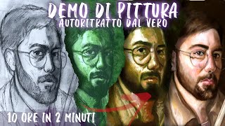 DEMO di PITTURA ad OLIO  AUTORITRATTO DAL VERO con BASE VERDACCIO [upl. by Hamid]