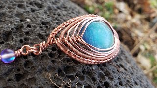 Wire Wrap Cabochon in Herringbone [upl. by Klimesh]