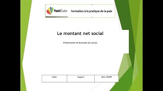 Le montant net social sur sur le bulletin de paie [upl. by Hardin142]