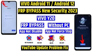 Vivo Y20 Frp Bypass  Reset Google Account  Android 11  Android 12 Without Pc [upl. by Eade]