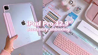 m2 iPad pro 129quot accessories unboxing 🩷 apple pencil skin case amp more [upl. by Abita]