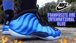 YEAH THESE TOUGH NIKE AIR FOAMPOSITE ONE INTERNATIONAL BLUE REVIEW amp ON FEET [upl. by Fabozzi]