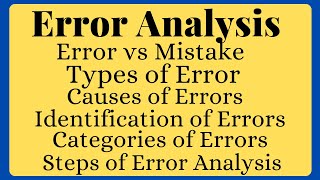 SubError AnalysisSecond Language AcquisitionError Analysis in Applied LinguisticsLinguistics [upl. by Barayon]