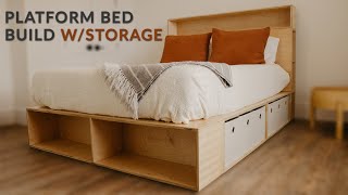 How To Build A Platform Bed With Storage  Woodworking [upl. by Kram512]