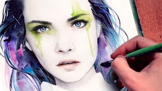 【WATERCOLOR PORTRAIT】 Cara Delevingne inspired [upl. by Dorie]