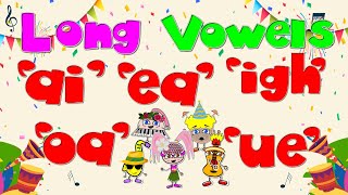 Long Vowels Compilation  ai  ea  igh oa  ue  Digraphs  Phonics Mix [upl. by Anaujik]