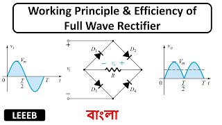 Working Principle and Efficiency of Full Wave Bridge Recrifier  Analog Electronics Bangla Tutorial [upl. by Atelahs]