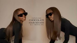 Chocolate Brown Frontal Wig Review  Install  Unboxing  Amazon  Caitlyn Hair [upl. by Willa]