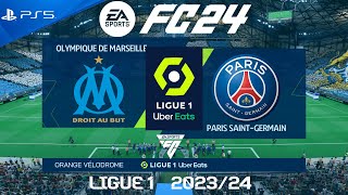 FC 24 Marseille vs PSG  Ligue 1 2024  PS5 Full Match [upl. by Nwahsaj]